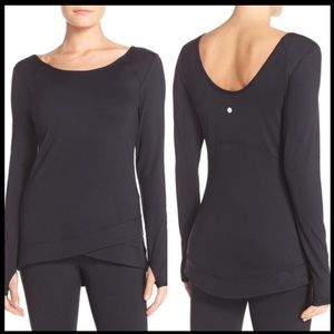 Zella Layer Me Pullover Black Long Sleeve Top L